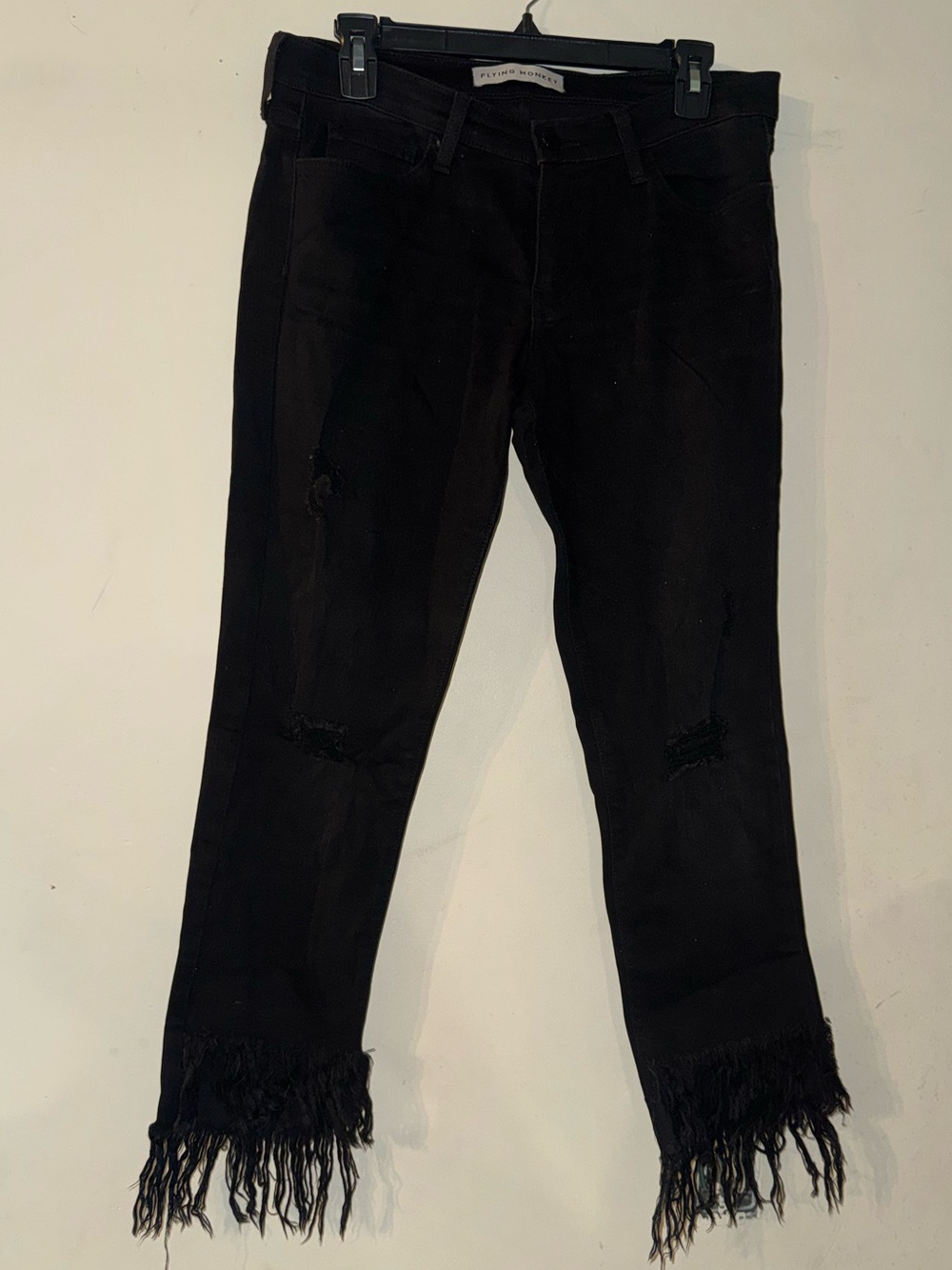 ‼️SALE‼️ Flying Monkey Black Fringe-Hem Cropped Jeans